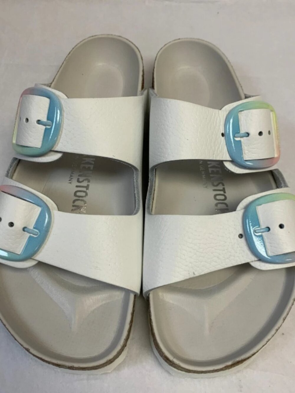 Birkenstock Arizona Big Buckle Ombre White Leather Exquisite Footbed Narrow